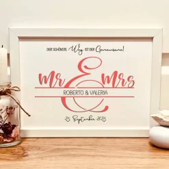 Discount Geldgeschenk zur Hochzeit personalisiert | Hochzeitsgeschenk Mr & Mrs Geschenk | Geld im Bilderrahmen Geldgeschenke