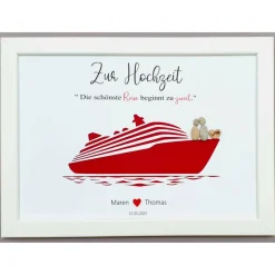 Geldgeschenke|Lovely picture frame & more Geldgeschenk zur Hochzeit: Personalisiertes Steinbild Hochzeitsschiff – Hochzeitsgeschenk Reisen & Kreuzfahrt