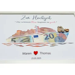 Geldgeschenke|Lovely picture frame & more Geldgeschenk zur Hochzeit: Personalisiertes Steinbild Hochzeitsschiff – Hochzeitsgeschenk Reisen & Kreuzfahrt