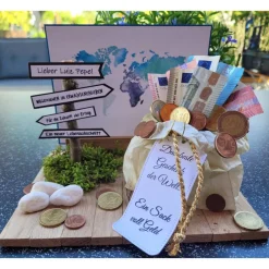 Geldgeschenke|Peggys Kreativ-Ecke Geldgeschenk zur Jugendweihe, ein Sack voller Geld, besondere Geschenkidee
