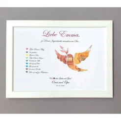 Geldgeschenke|Lovely picture frame & more Geldgeschenk zur Jugendweihe Mädchen und Jungen, Bilderrahmen Friedenstaube