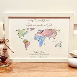 Sale Geldgeschenk zur Jugendweihe personalisiert | Geschenk Bilderrahmen mit Weltkarte | für junge Entdecker Geldgeschenke