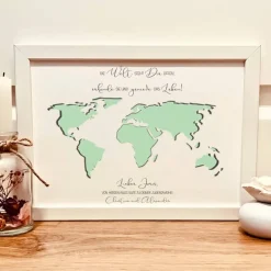Sale Geldgeschenk zur Jugendweihe personalisiert | Geschenk Bilderrahmen mit Weltkarte | für junge Entdecker Geldgeschenke
