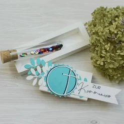 Clearance Geldgeschenk zur Kommunion, Geschenkbox im Reagenzglas, stilvolle Verpackungsidee Geldgeschenke