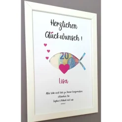 Geldgeschenke|Lovely picture frame & more Geldgeschenk zur Konfirmation, Konfirmationsgeschenk Mädchen und Jungen, Bilderrahmen Fisch