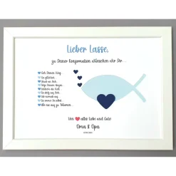 New Geldgeschenk zur Konfirmation Kommunion, Konfirmationsgeschenk Junge, Kommunionsgeschenk Junge,Bilderrahmen Fisch Geldgeschenke