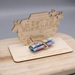 Sale Geldgeschenk zur Taufe - Arche - aus Holz personalisiert Geldgeschenke