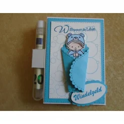 Best Geldgeschenk zur Taufe Geburt  Junge Reagenzglas Geldkarte Verpackung  Geldverpackung Reagenzglaskarte Hellblau Geldgeschenke