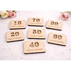 Clearance Geldgeschenkkarte aus Holz für runde Geburtstage – 18, 20, 30, 40, 50, 60, 70 Geldgeschenke