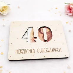 Clearance Geldgeschenkkarte aus Holz für runde Geburtstage – 18, 20, 30, 40, 50, 60, 70 Geldgeschenke