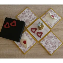 Outlet Geldgeschenkverpackung - Goldhochzeit - mit Brautpaarfigur - gold-weiß-schwarz-rot Geldgeschenke