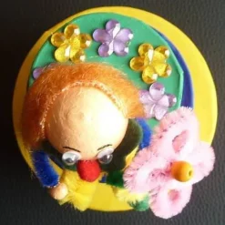 Online Geldgeschenkverpackung dreistöckige Torte mit 'Tontopfclown - bunt Geschenkverpackungen