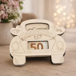 Geldgeschenkverpackung Hochzeit Auto aus Holz – just married Geldgeschenke
