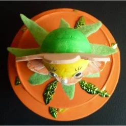 Clearance Geldgeschenkverpackung zweistöckige Torte mit Tontopffigur Blume - orange-grün Geschenkverpackungen