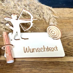 New Geldscheinhalter Bogenschießen, Pfeil und Bogen, Geldgeschenk, Geburtstag, Geschenk, Wunschtext, Personalisierbar Geschenke