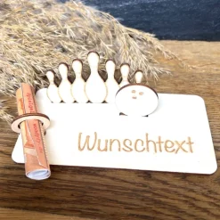 Geschenke|WoodyfyKreativ Geldscheinhalter Bowling, Kegeln, Geldgeschenk, Geburtstag, Geschenk, Wunschtext, Personalisierbar