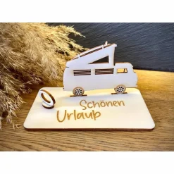 Geschenke|WoodyfyKreativ Geldscheinhalter Camper, Wohnmobil, Van, Bulli, VW, Camping, Urlaub, Geburtstag, Geschenk, Wunschtext, Personalisierbar