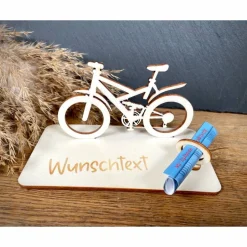 Geschenke|WoodyfyKreativ Geldscheinhalter Fahrrad, Geldgeschenk, Geburtstag, Rad, Geschenk, Wunschtext, Personalisierbar