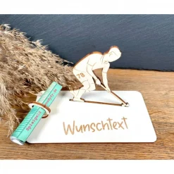 Geschenke|WoodyfyKreativ Geldscheinhalter Feldhockey, Feldhockeyspieler, Geldgeschenk, Geburtstag, Geschenk, Wunschtext, Personalisiert