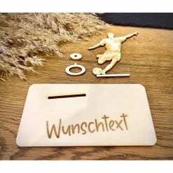 Geschenke|WoodyfyKreativ Geldscheinhalter Fußballspieler, Geldgeschenk, Geburtstag, Wunschtext, Personalisierbar
