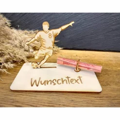 Geschenke|WoodyfyKreativ Geldscheinhalter Fußballspieler, Geldgeschenk, Geburtstag, Wunschtext, Personalisierbar