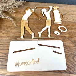 Geschenke|WoodyfyKreativ Geldscheinhalter Golfer, Golferin, Paar, Geldgeschenk, Geburtstag, Geschenk, Wunschtext, Personalisierbar