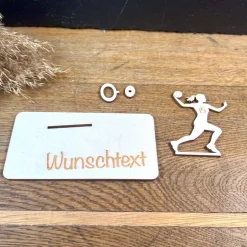 Geschenke|WoodyfyKreativ Geldscheinhalter Handball, Handballspieler, Geldgeschenk, Geburtstag, Wunschtext, Personalisierbar