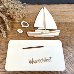 Geldscheinhalter Hausboot, Boot, Schiff, Urlaub, Reise, Geldgeschenk, Geburtstag, Geschenk, Wunschtext, Personalisierbar Geschenke