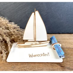 Geldscheinhalter Hausboot, Boot, Schiff, Urlaub, Reise, Geldgeschenk, Geburtstag, Geschenk, Wunschtext, Personalisierbar Geschenke