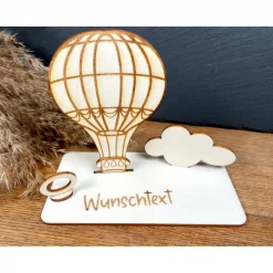 Geschenke|WoodyfyKreativ Geldscheinhalter Heißluftballon, Fesselballon, Rundflug, Geldgeschenk, Geburtstag, Geschenk, Wunschtext, Personalisierba