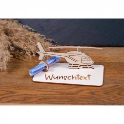 Geschenke|WoodyfyKreativ Geldscheinhalter Helikopter, Hubschrauber, Rundflug, Geldgeschenk, Geburtstag, Geschenk, Wunschtext, Personalisierbar