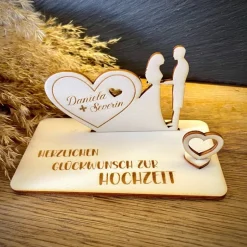 Geschenke|WoodyfyKreativ Geldscheinhalter Hochzeit, Hochzeitspaar, Herz, Geldgeschenk, Geschenk, Wunschtext, Personalisierbar
