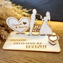 Geldscheinhalter Hochzeit, Hochzeitspaar, Herz, Geldgeschenk, Geschenk, Wunschtext, Personalisierbar Geschenke