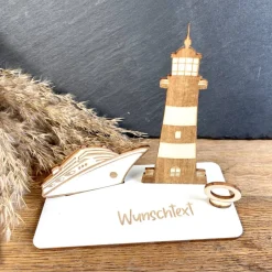 Geschenke|WoodyfyKreativ Geldscheinhalter Leuchtturm, Strandkorb, Ostsee, Geldgeschenk, Geburtstag, Geschenk, Wunschtext, Personalisierbar