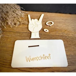 Geschenke|WoodyfyKreativ Geldscheinhalter Metal, Konzert, Metalhand, Musik, Geldgeschenk, Geburtstag, Geschenk, Wunschtext, Personalisierbar