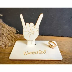 Geschenke|WoodyfyKreativ Geldscheinhalter Metal, Konzert, Metalhand, Musik, Geldgeschenk, Geburtstag, Geschenk, Wunschtext, Personalisierbar