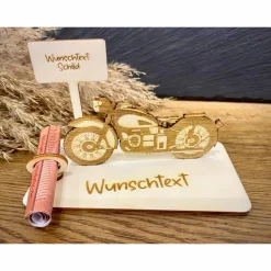 Geschenke|WoodyfyKreativ Geldscheinhalter Motorrad, Geburtstag, Führerschein, Geschenk, Wunschtext, Personalisierbar