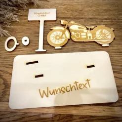 Geschenke|WoodyfyKreativ Geldscheinhalter Motorrad, Geburtstag, Führerschein, Geschenk, Wunschtext, Personalisierbar