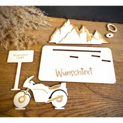 Geldscheinhalter Motorradtour, Urlaub, Bergtour, Pyrenäen, Geldgeschenk, Geburtstag, Geschenk, Wunschtext, Personalisier Geschenke