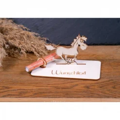 Geschenke|WoodyfyKreativ Geldscheinhalter Pferd, Geldgeschenk, Geburtstag, Reiten, Geschenk, Wunschtext, Personalisierbar