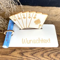 Geschenke|WoodyfyKreativ Geldscheinhalter Poker, Karten, Geldgeschenk, Geburtstag, Geschenk, Wunschtext, Personalisierbar