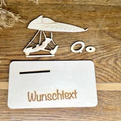 Clearance Geldscheinhalter Segelflieger, Flugzeug, Geldgeschenk, Geburtstag, Geschenk, Wunschtext, Personalisierbar Geschenke