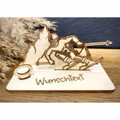 Geschenke|WoodyfyKreativ Geldscheinhalter Ski, Skifahrer, Skiurlaub, Berge, Winterurlaub, Urlaub, Geldgeschenk, Geburtstag, Geschenk, Wunschtext,