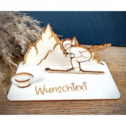 New Geldscheinhalter Ski, Skifahrer, Skiurlaub, Berge, Winterurlaub, Urlaub, Geldgeschenk, Geburtstag, Geschenk, Wunschtext, Geschenke