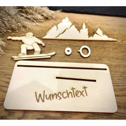 Geschenke|WoodyfyKreativ Geldscheinhalter Snowboard, Snowboader, Skiurlaub, Berge, Winterurlaub, Geldgeschenk, Geburtstag, Geschenk, Wunschtext,