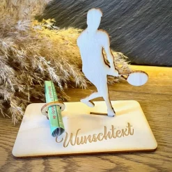 Clearance Geldscheinhalter Tennis, Geldgeschenk, Geburtstag, Tennisspieler, Geschenk, Wunschtext, Personalisierbar Geschenke