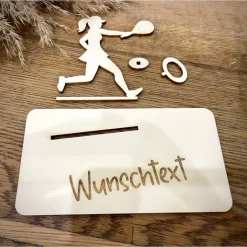Geschenke|WoodyfyKreativ Geldscheinhalter Tennis, Geldgeschenk, Geburtstag, Aufschlag, Geschenk, Wunschtext, Personalisierbar