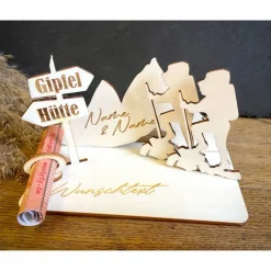 Online Geldscheinhalter Urlaub, Berge, Wandern, Geldgeschenk, Geburtstag, Geschenk, Wunschtext, Personalisierbar Geschenke