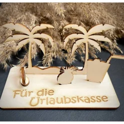 Geschenke|WoodyfyKreativ Geldscheinhalter Urlaub, Insel, Geldgeschenk, Geburtstag, Geschenk, Wunschtext, Personalisierbar