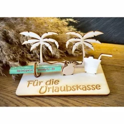 Geschenke|WoodyfyKreativ Geldscheinhalter Urlaub, Insel, Geldgeschenk, Geburtstag, Geschenk, Wunschtext, Personalisierbar